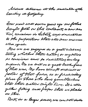 Handwriting Gettysburg Address