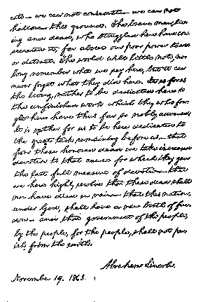 Handwriting Gettysburg Address