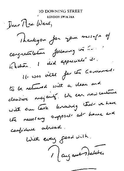 margaret thacther handwriting