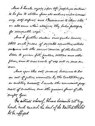 Handwriting Emacipation Proclamation 