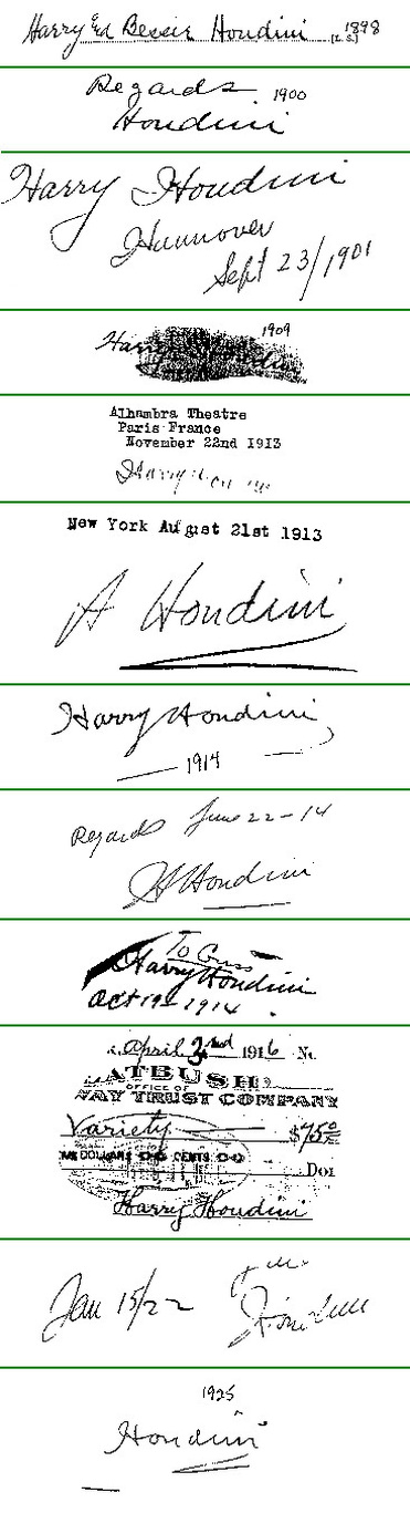 harry houdini handwriting