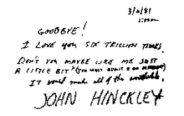 john hinckley handwriting